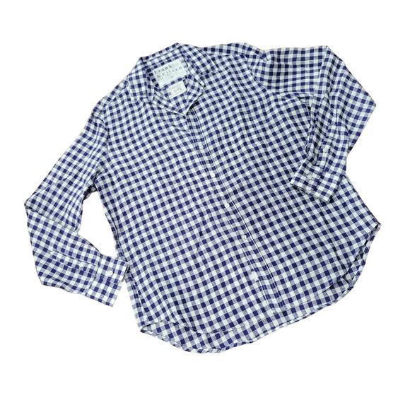 Frank & Eileen Eileen Shirt Relaxed Linen Button Front Gingham Plaid Size XXS - Picture 3 of 10
